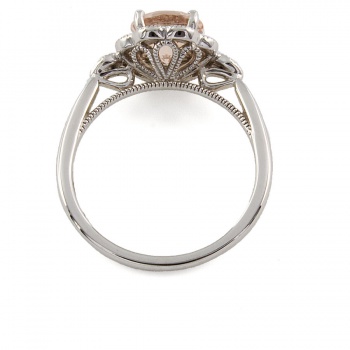 18ct White Gold Morganite/Diamond Ring Size L